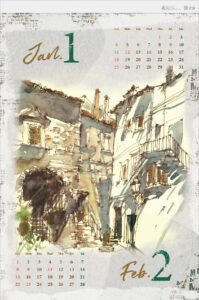 2026 蔡國華アートカレンダー Toscana sketch 2026/1-2